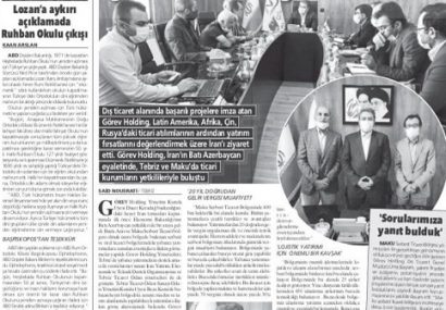 بازتاب دیدار مدیرعامل هلدینگ گورِو با مدیرعامل سازمان منطقه آزاد ماکو در رسانه های ترکیه