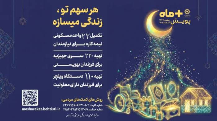 پویش “مثبت ماه” بهزیستی مازندران/ گامی برای تامین جهیزیه، مسکن و ویلچر نیازمندان